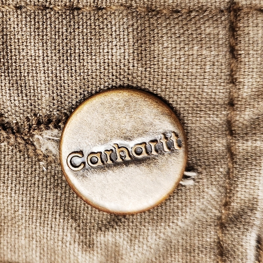 Carhartt Canvas Work Dungaree Men's Size 46x30 Dark Khaki B151 - Picture 4 of 7